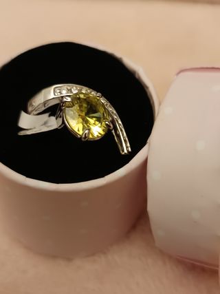Anillo Acero Circonita Amarillo Coctel
