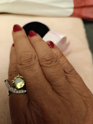 Anillo Acero Circonita Amarillo Coctel