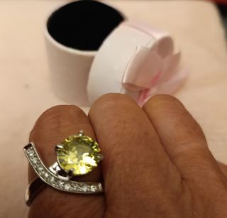 Anillo Acero Circonita Amarillo Coctel