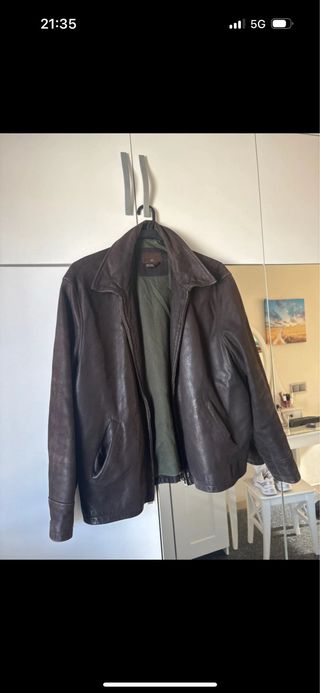 Chaqueta de piel marrón hombre Talla XL
