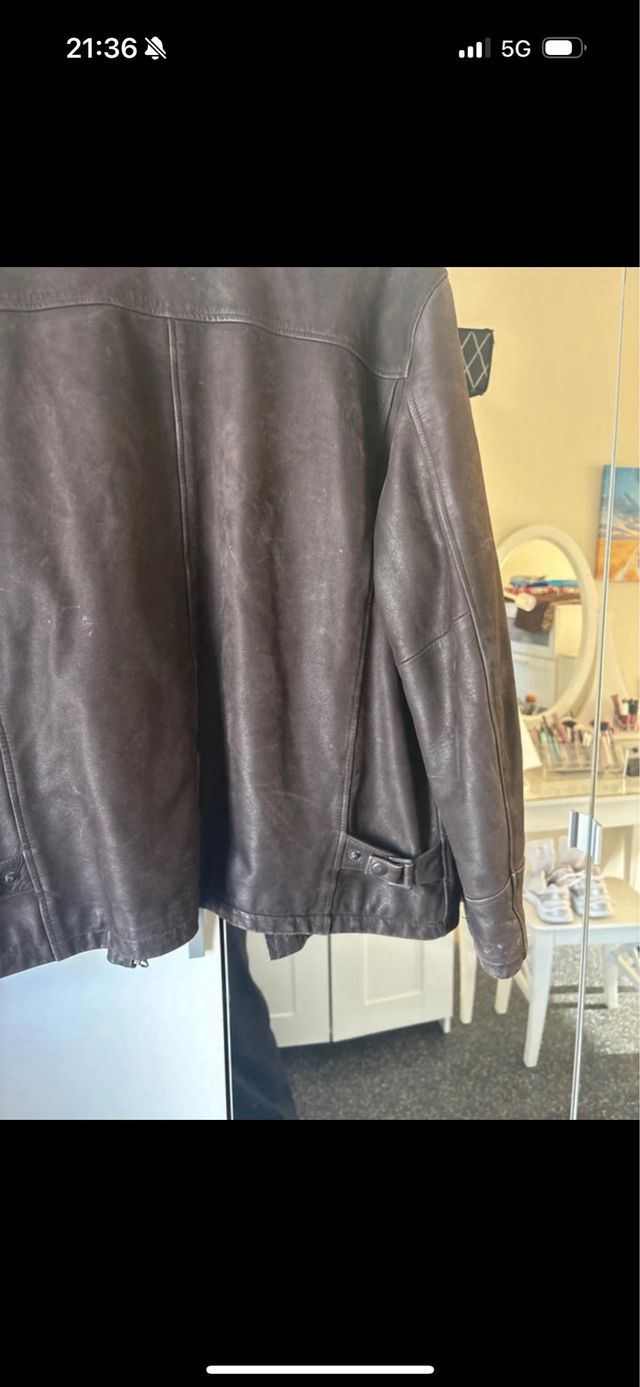 Chaqueta de piel marrón hombre Talla XL