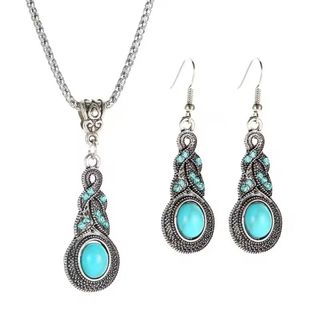 Conjunto Collar y Pendientes Turquesa y Circonitas