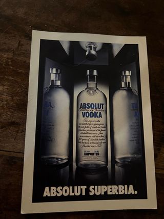 Cartolina pubblicitaria Absolut Superbia