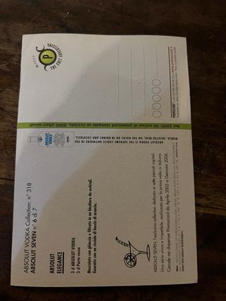 Cartolina pubblicitaria Absolut Superbia