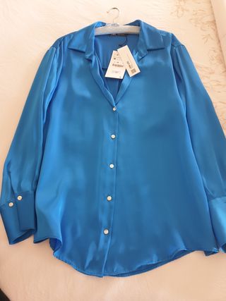 Camisa Zara Mujer Talla M Azul