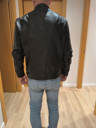 Chaqueta de Piel Motera Jack & Jones Negra