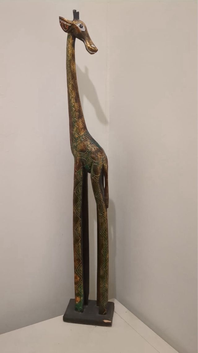 Jirafa Madera 100cm África Pintada Mano