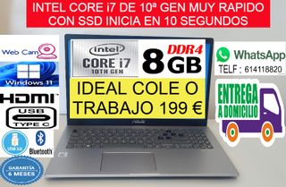 Portátil Core i7 10ª Gen 8GB RAM SSD HDMI