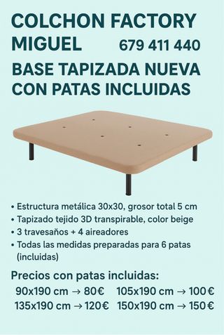 Base Tapizada COLCHON FACTORY Miguel 679411440