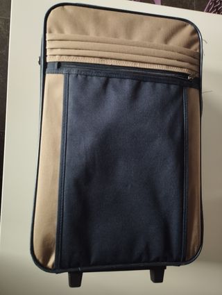 Maleta de cabina + neceser zapatos beige/azul