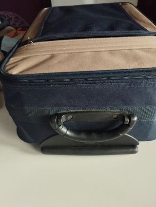 Maleta de cabina + neceser zapatos beige/azul