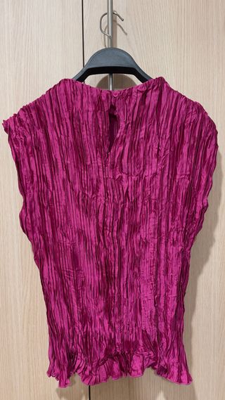 Camisa Mango Talla S Rosa Plisada