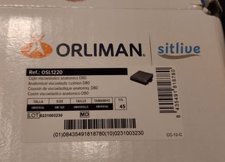 Cuscino Orliman D80 nero T/S 45. Per sedie a rotelle