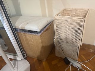 Baúl y 2 cestas de yute/mimbre