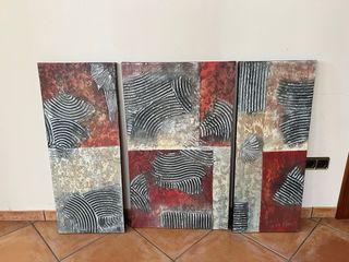 Lienzo 3 módulos Beige y Rojo