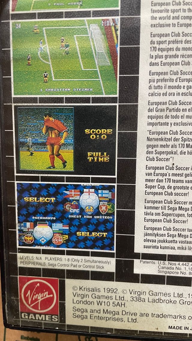 European Club Soccer - SEGA Mega Drive