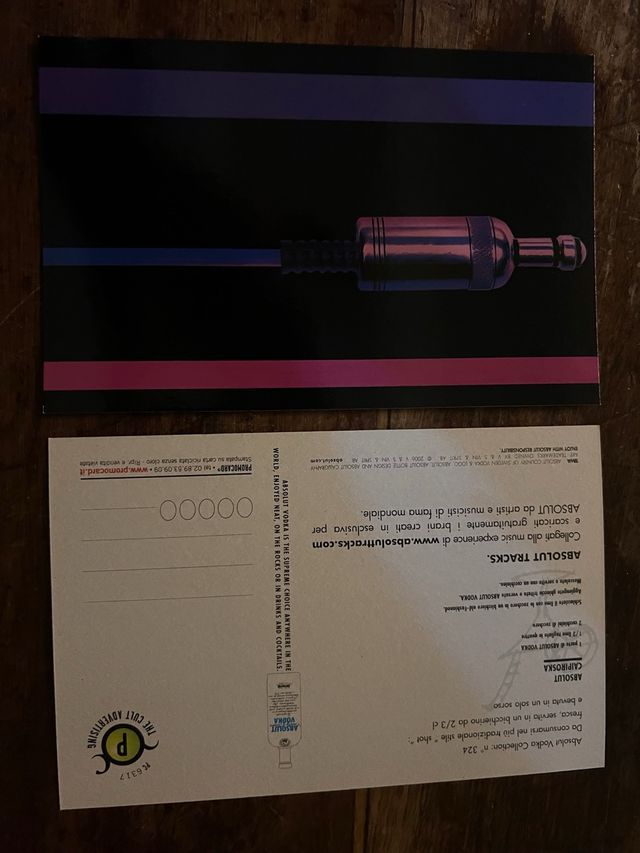 Cartolina Promozionale Absolut Tracks