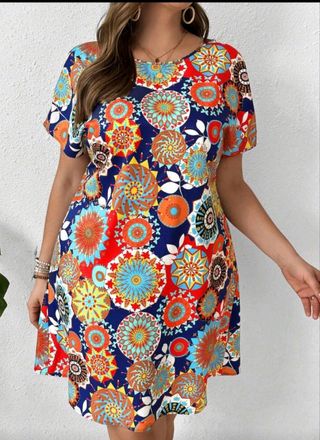 Vestido Verano Cuello Redondo Talla XXL