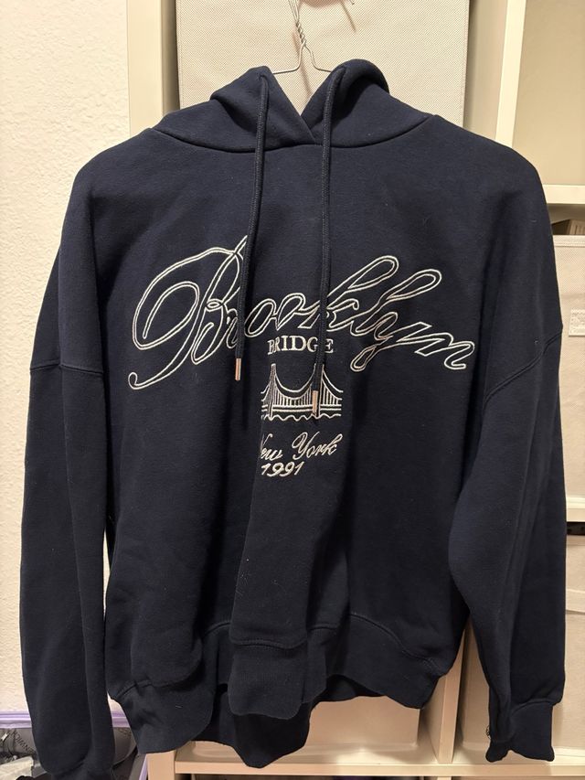 Sudadera azul con capucha Brooklyn Bridge