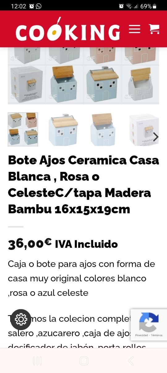 Porta ajos de cerámica rosa y gris