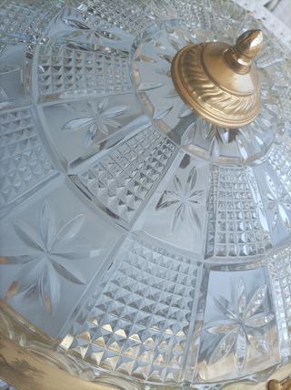 Lámpara techo vintage cristal y dorado