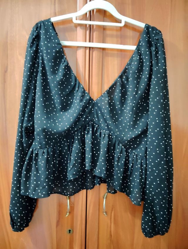 Blusa H&M lunares negra Talla XL
