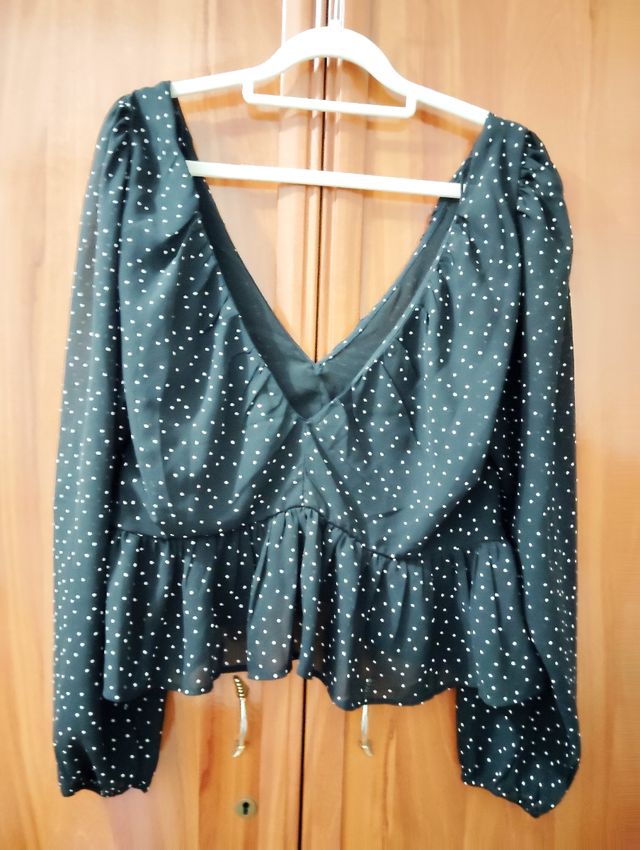 Blusa H&M lunares negra Talla XL
