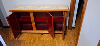 Mueble recibidor zapatero madera y mármol