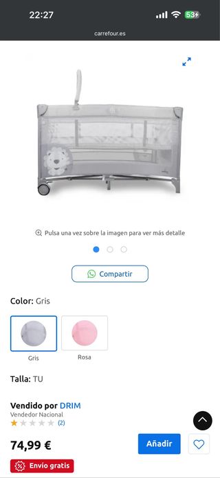 Parque infantil gris DRIM y cama para niña 
