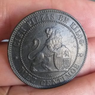 Moneda 10 Céntimos 1870.