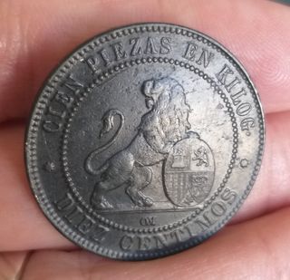 Moneda 10 Céntimos 1870.