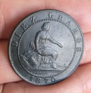 Moneda 10 Céntimos 1870.