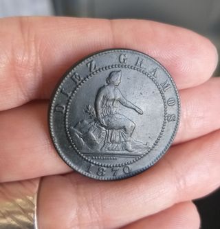 Moneda 10 Céntimos 1870.