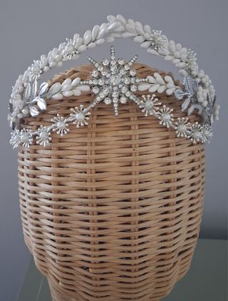 Tiara Novia Plata y Blanco