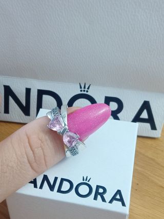 Anillo Pandora Moño Rosa y Circonitas