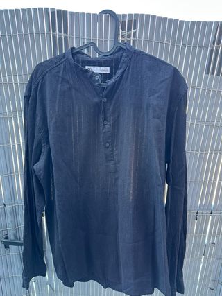 Camisa Zara Negra Manga Larga