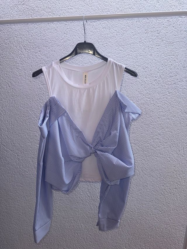 Chaleco con camisa de rayas