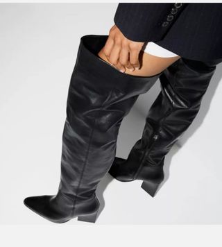 Botas altas Zara cuero negro
