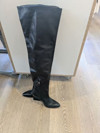 Botas altas Zara cuero negro