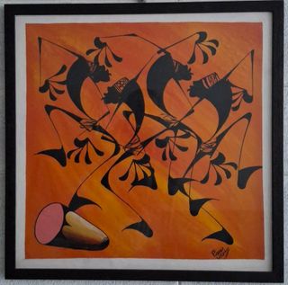 Quadro con soggetto tribale in tela