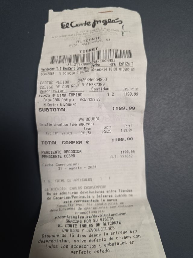 Garmin Fenix 8 51mm AMOLED Zafiro Naranja