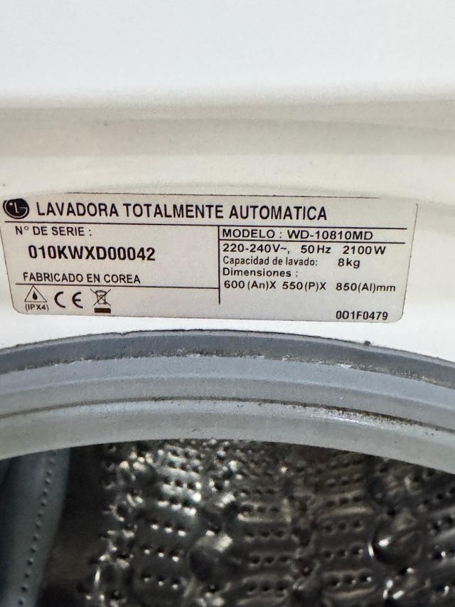 LAVADORA DE CARGA FRONTAL MARCA LG DE 8 KILOS