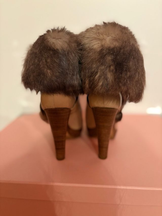 Botas Pura Lopez Piel y Pelo Beige Marrón