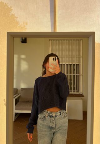 Jersey corto punto azul marino 