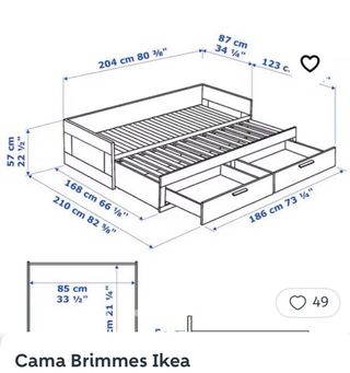 Cama Ikea Brimnes Blanca con Cajones