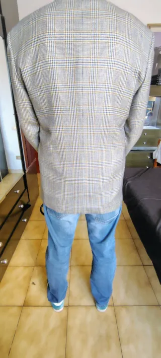 Giacca vintage a quadri blu