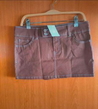 Falda vaquera H&M marrón talla 40