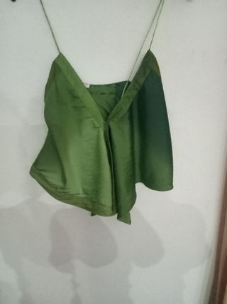 Blusa tirantes satén verde degradado Mango