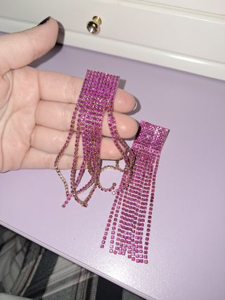 Pendientes fiesta fucsia con brillos