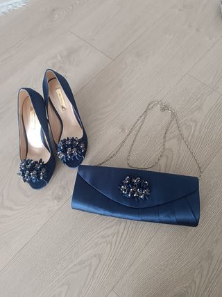 Conjunto Zapatos y Bolso Fiesta Azul